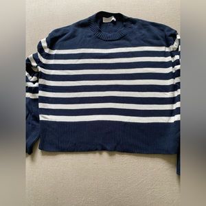 Everlane Square Crew Stripes Sweater Navy White